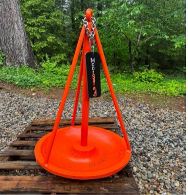 Close-up of the MoorSafe anchor's three-bar conical geometry